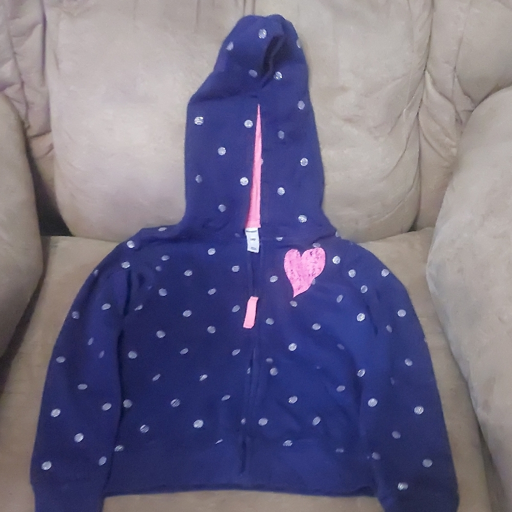 ❄️🏖🌷🍂 Old Navy Navy Blue Hoodie with Polka Dots and Heart